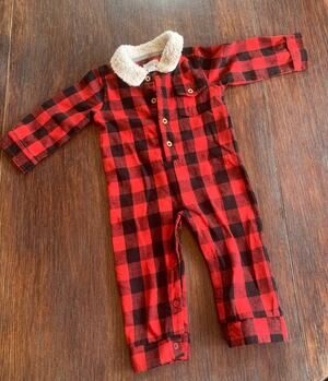 Mudpie lumberjack baby romper